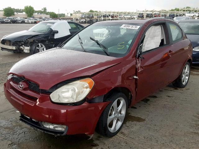 KMHCN36C37U016404 - 2007 HYUNDAI ACCENT SE RED photo 2