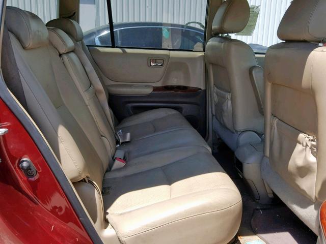 JTEDP21A140029296 - 2004 TOYOTA HIGHLANDER RED photo 6