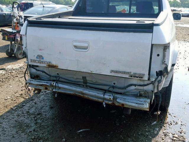 2HJYK16516H562396 - 2006 HONDA RIDGELINE WHITE photo 9