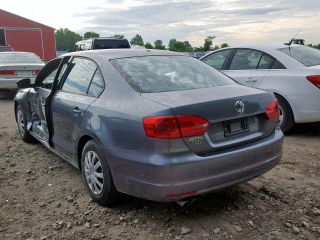 3VW2K7AJ8EM427382 - 2014 VOLKSWAGEN JETTA BASE GRAY photo 3