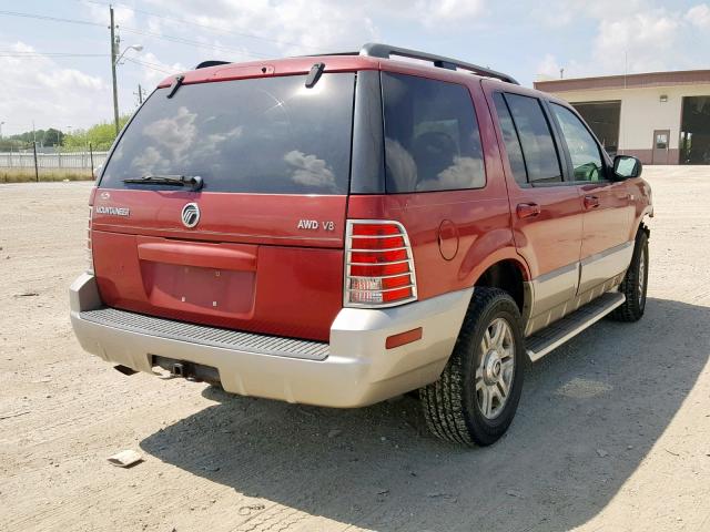 4M2ZU86W23UJ00274 - 2003 MERCURY MOUNTAINEE RED photo 4