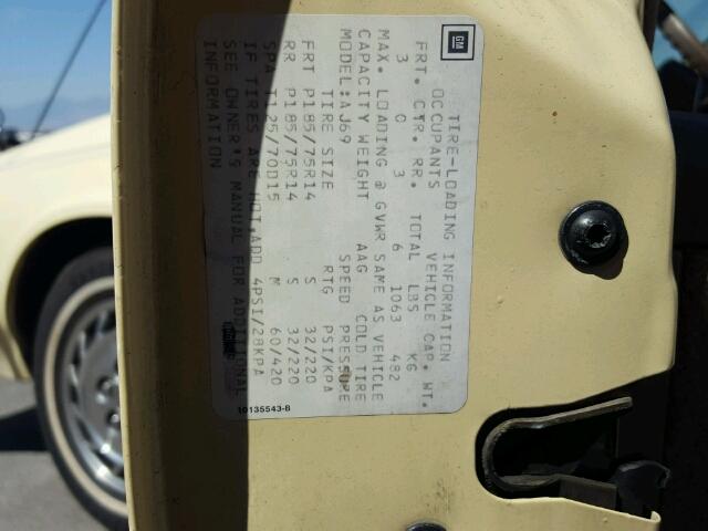 1G3AG54N4P6352671 - 1993 OLDSMOBILE CUTLASS CI BEIGE photo 10