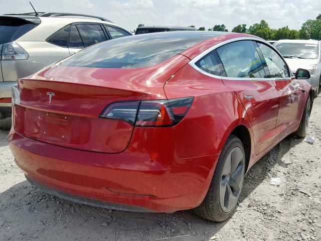 5YJ3E1EA5JF048098 - 2018 TESLA MODEL 3 RED photo 4