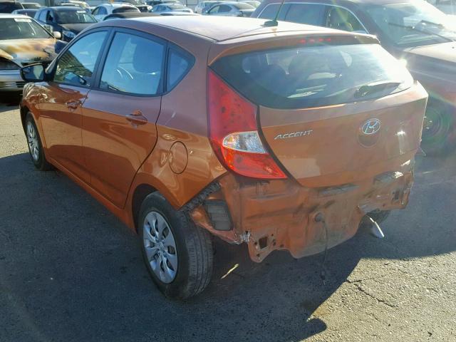 KMHCT5AE1FU232115 - 2015 HYUNDAI ACCENT GS ORANGE photo 3