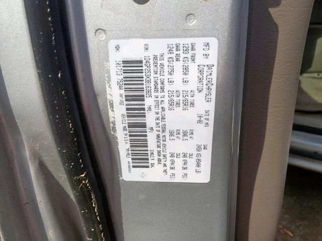 1D4GP253X3B163825 - 2003 DODGE CARAVAN SE SILVER photo 10