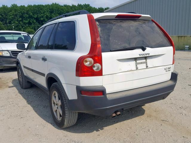 YV1CM91H641106621 - 2004 VOLVO XC90 T6 WHITE photo 3