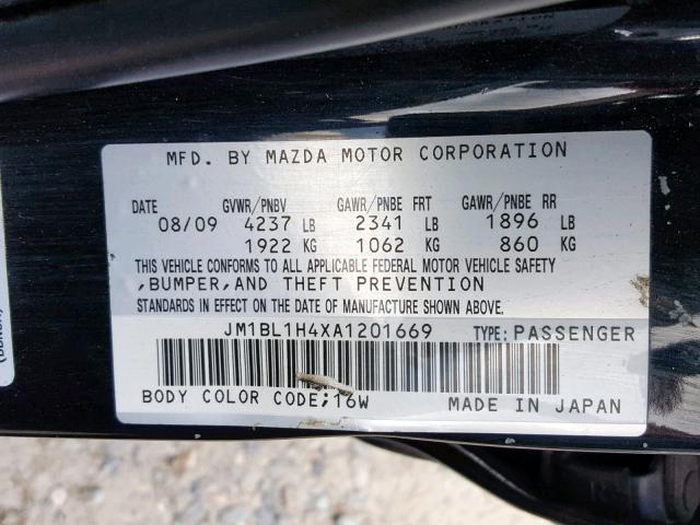 JM1BL1H4XA1201669 - 2010 MAZDA SPEED 3 BLACK photo 10