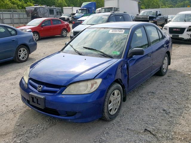 1HGES163X5L005995 - 2005 HONDA CIVIC DX V BLUE photo 2