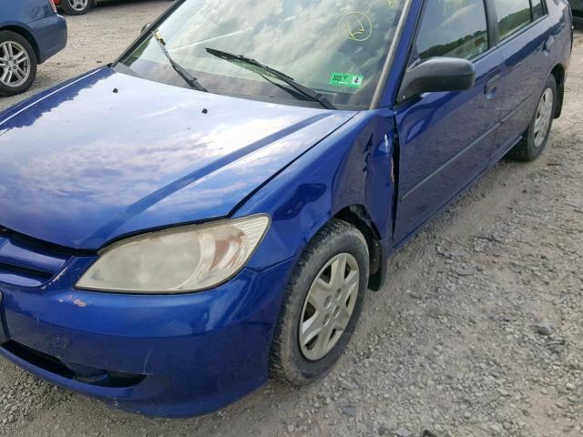 1HGES163X5L005995 - 2005 HONDA CIVIC DX V BLUE photo 9