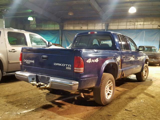 1D7HG48X73S378760 - 2003 DODGE DAKOTA QUA BLUE photo 4