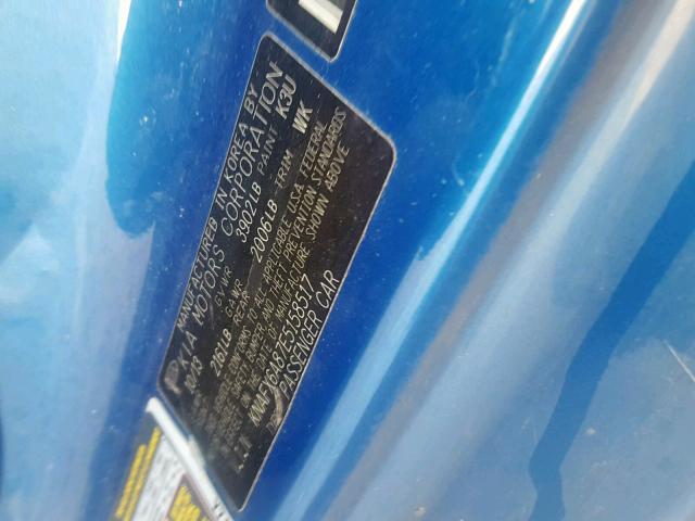 KNAFX6A87E5158517 - 2014 KIA FORTE EX BLUE photo 10