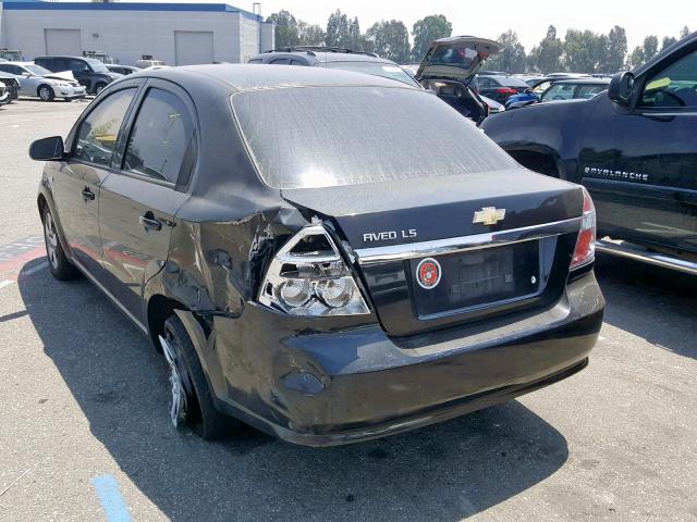 KL1TD56668B147411 - 2008 CHEVROLET AVEO BASE შავი ფოტო 3