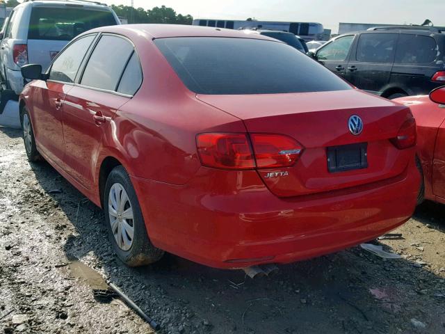 3VW2K7AJ8CM374079 - 2012 VOLKSWAGEN JETTA BASE RED photo 3