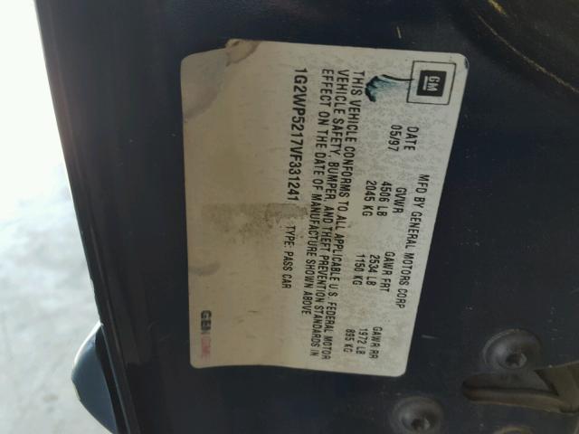 1G2WP5217VF331241 - 1997 PONTIAC GRAND PRIX GREEN photo 10