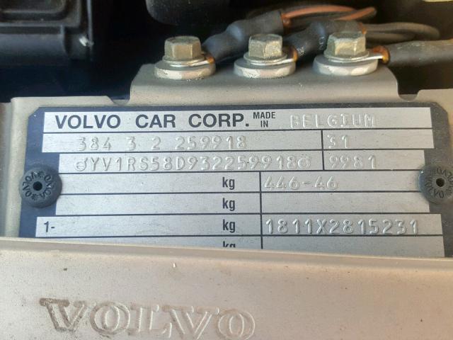 YV1RS58D932259918 - 2003 VOLVO S60 2.4T BEIGE photo 10