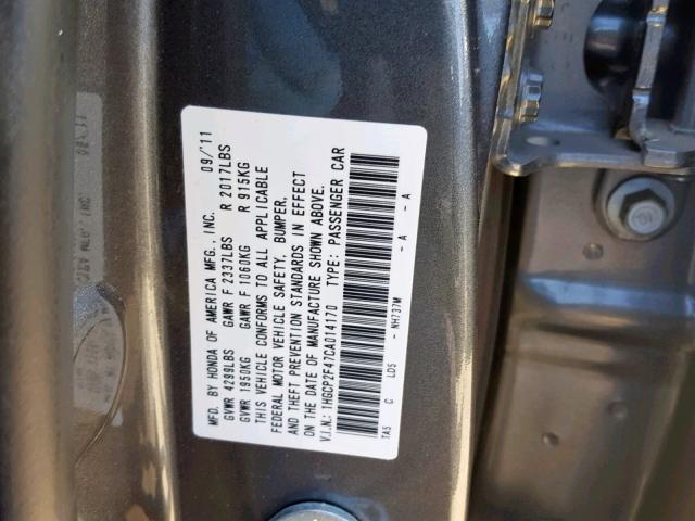 1HGCP2F47CA014170 - 2012 HONDA ACCORD LXP TAN photo 10