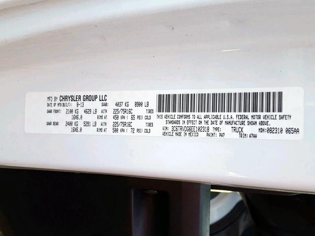 3C6TRVDG6EE102318 - 2014 RAM PROMASTER 白色 照片 10