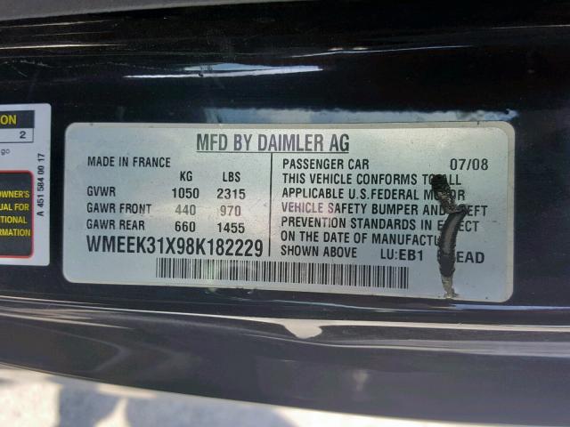 WMEEK31X98K182229 - 2008 SMART FORTWO PAS 银色 照片 10