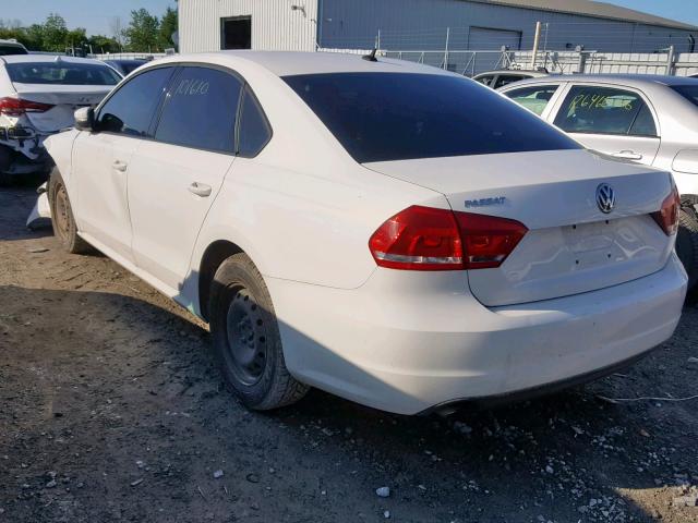 1VWAH7A31DC104030 - 2013 VOLKSWAGEN PASSAT S WHITE photo 3