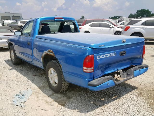 1B7FL26X8YS544165 - 2000 DODGE DAKOTA BLUE photo 3