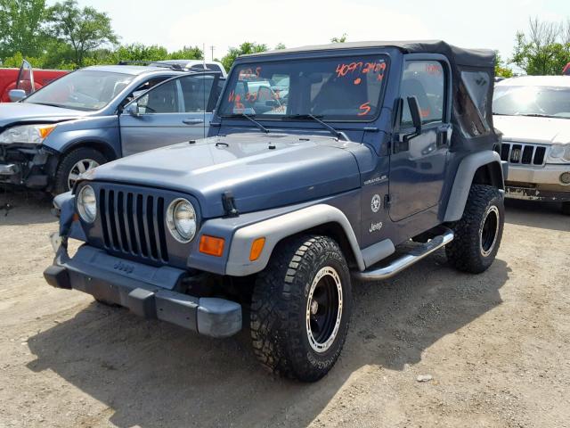 1J4FA29P11P337718 - 2001 JEEP WRANGLER / BLUE photo 2