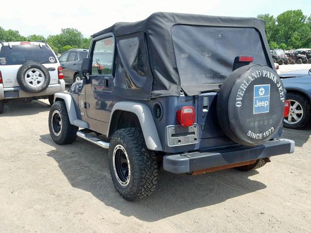 1J4FA29P11P337718 - 2001 JEEP WRANGLER / BLUE photo 3