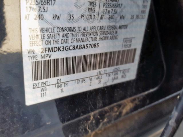 2FMDK3GC8ABA57085 - 2010 FORD EDGE SE BLUE photo 10