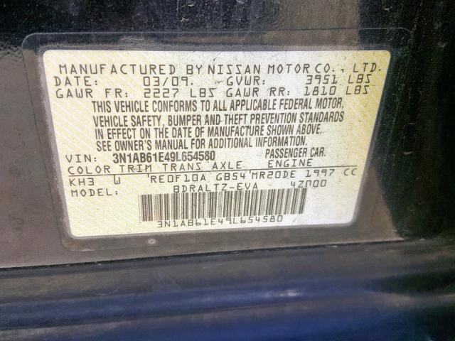 3N1AB61E49L654580 - 2009 NISSAN SENTRA 2.0 BLACK photo 10