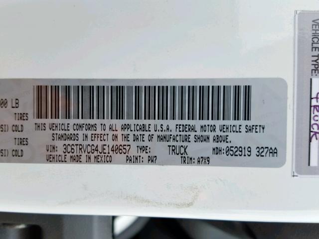 3C6TRVCG4JE140657 - 2018 RAM PROMASTER 白色 照片 10