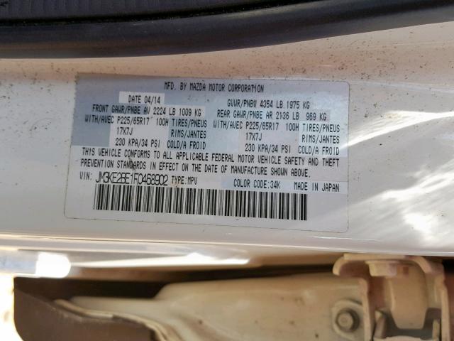 JM3KE2BE1F0468902 - 2015 MAZDA CX-5 SPORT WHITE photo 10