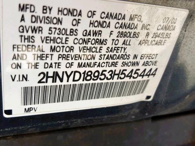 2HNYD18953H545444 - 2003 ACURA MDX TOURIN GRAY photo 10