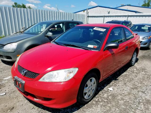 1HGEM22375L057476 - 2005 HONDA CIVIC DX V RED photo 2