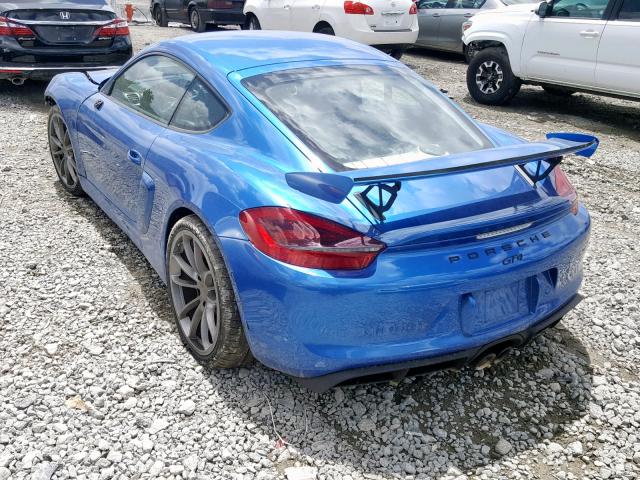 WP0AC2A86GK197542 - 2016 PORSCHE CAYMAN GT4 BLUE photo 3