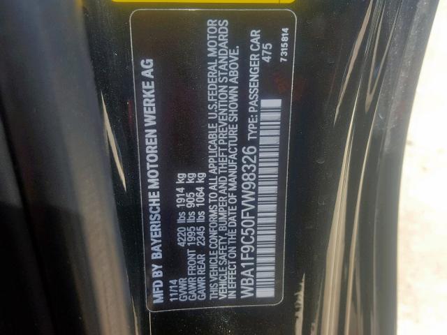 WBA1F9C50FVW98326 - 2015 BMW 228 I BLACK photo 10