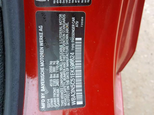 WBA3N5C51EK196624 - 2014 BMW 428 XI RED photo 10