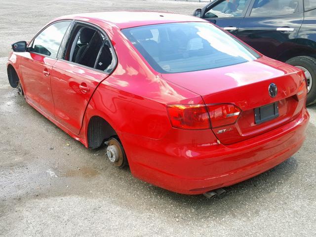 3VW2K7AJXCM366940 - 2012 VOLKSWAGEN JETTA BASE 红色 照片 3