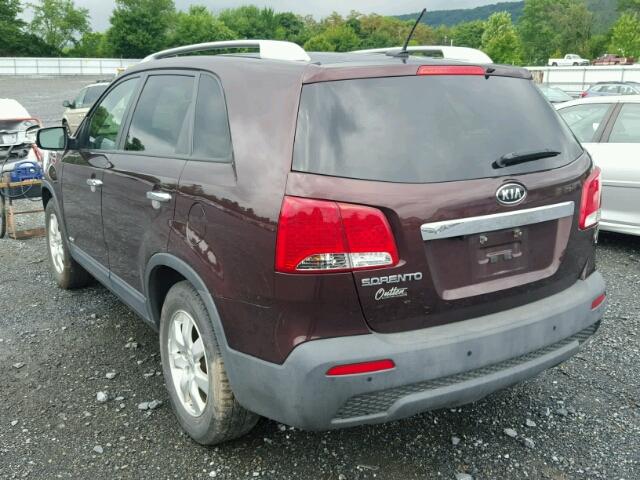 5XYKTCA63DG372579 - 2013 KIA SORENTO LX BURGUNDY photo 3