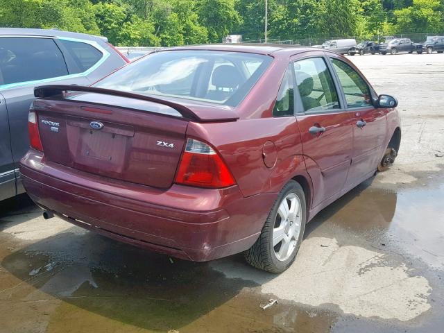 1FAHP34N66W138403 - 2006 FORD FOCUS ZX4 BURGUNDY photo 4