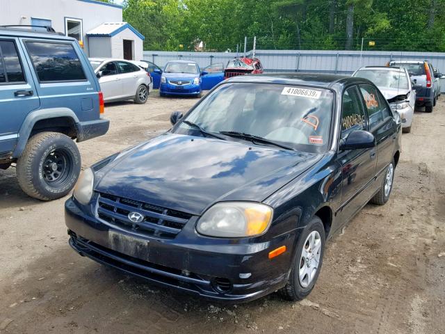 KMHCG45C73U473941 - 2003 HYUNDAI ACCENT GL BLACK photo 2