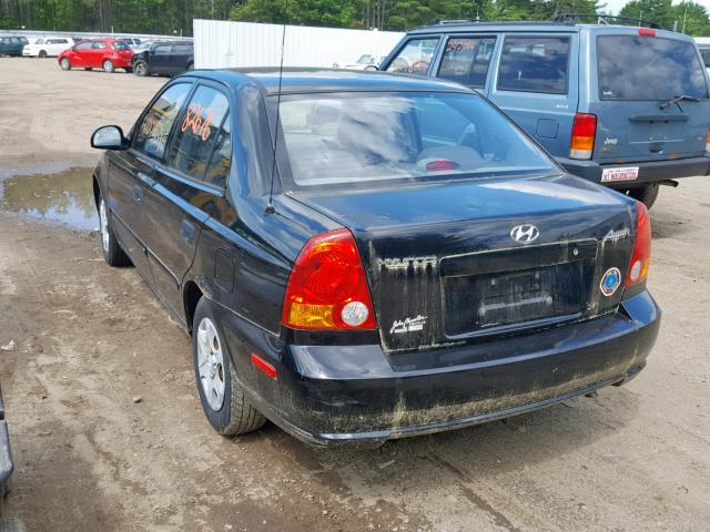 KMHCG45C73U473941 - 2003 HYUNDAI ACCENT GL BLACK photo 3