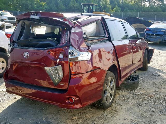 5TDXZ3DC8JS959848 - 2018 TOYOTA SIENNA SE BURGUNDY photo 4