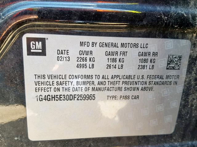 1G4GH5E30DF259965 - 2013 BUICK LACROSSE P CHARCOAL photo 10