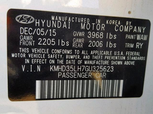 KMHD35LH7GU325623 - 2016 HYUNDAI ELANTRA GT WHITE photo 10