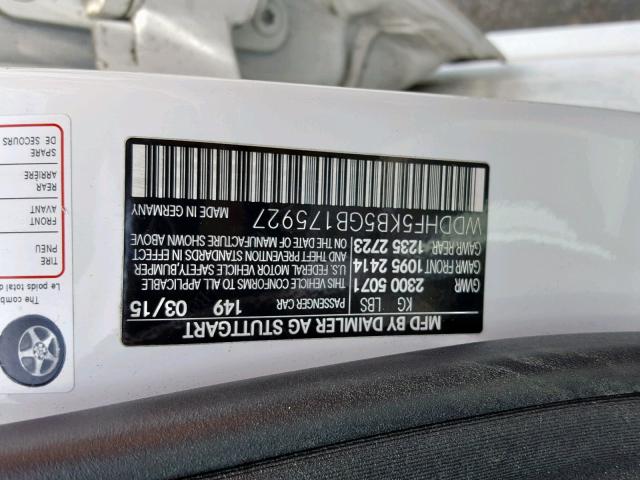 WDDHF5KB5GB175927 - 2016 MERCEDES-BENZ E 350 WHITE photo 10