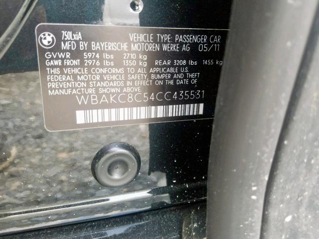 WBAKC8C54CC435531 - 2012 BMW 750 LXI BLACK photo 10