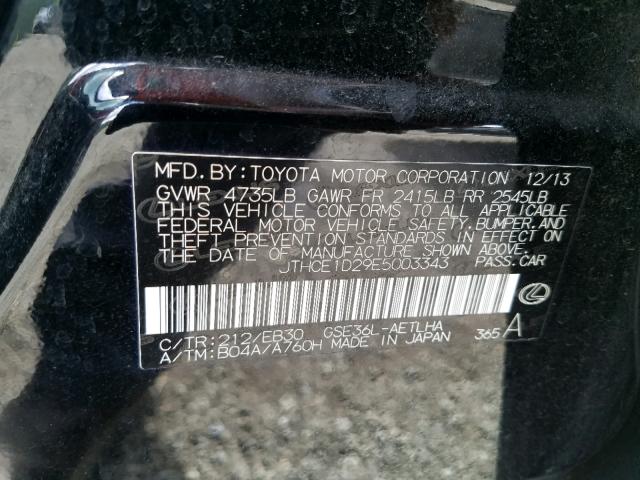 JTHCE1D29E5003343 - 2014 LEXUS IS 350 BLACK photo 10