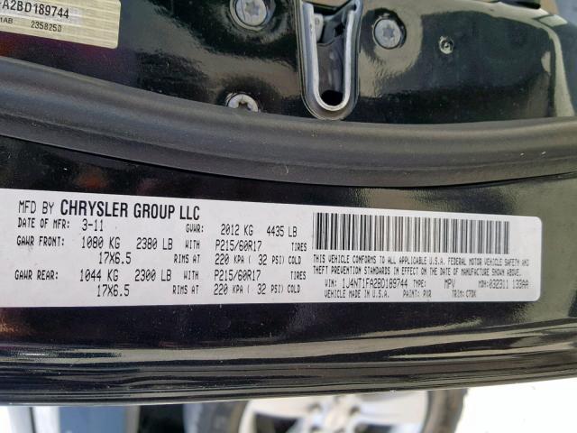 1J4NT1FA2BD189744 - 2011 JEEP COMPASS SP 黑色 照片 10