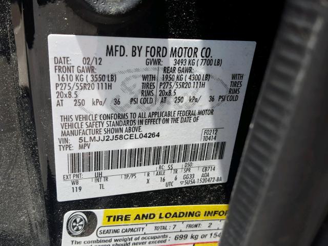 5LMJJ2J58CEL04264 - 2012 LINCOLN NAVIGATOR 黑色 照片 10