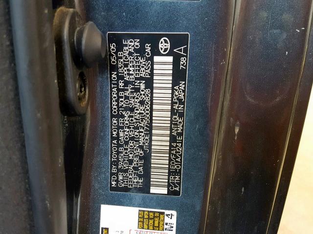 JTKDE177550062828 - 2005 TOYOTA SCION TC გრაფიტი ფოტო 10