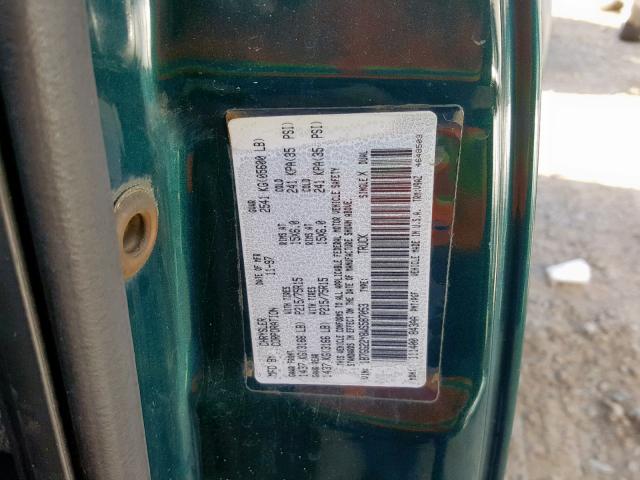 1B7GG22Y8WS587053 - 1998 DODGE DAKOTA GREEN photo 10